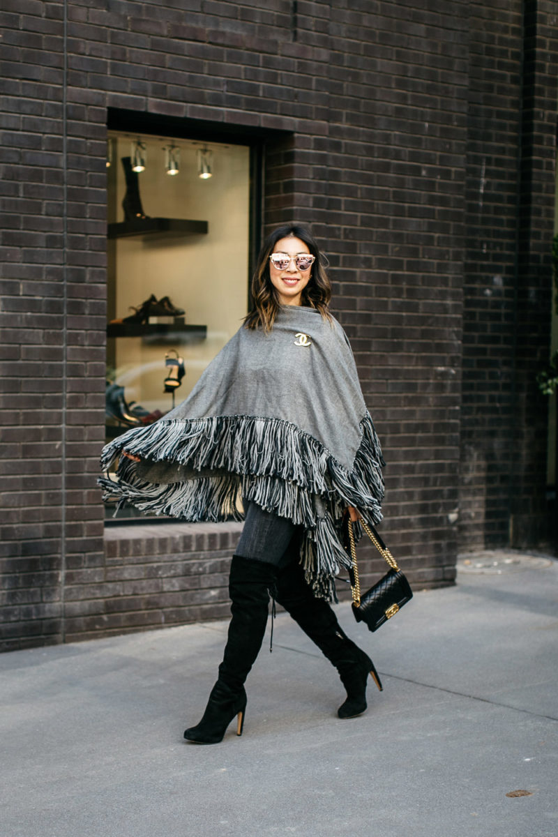 Style of Sam How to Wear a Fringe Poncho in Winter