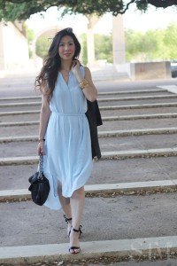 style of sam, cabi breeze dress, date night outfit, how to wear a hi low dress