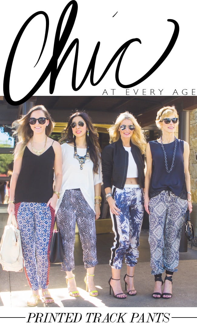 style of sam, chic at every age, how to wear printed track pants,