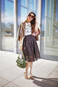style of sam, how to wear a graphic tee and skirt, date night outfit