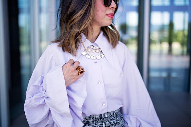 FromGmawithLove-style of sam, bishop sleeve top, lob haircut with ombre highlights, kate spade shaken and stirred necklace