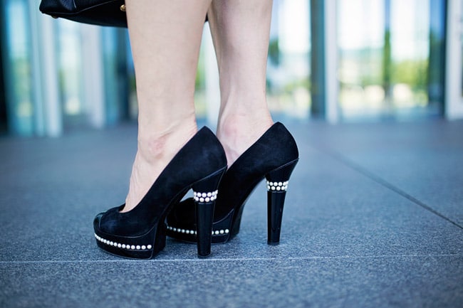 chanel pearl platform heels