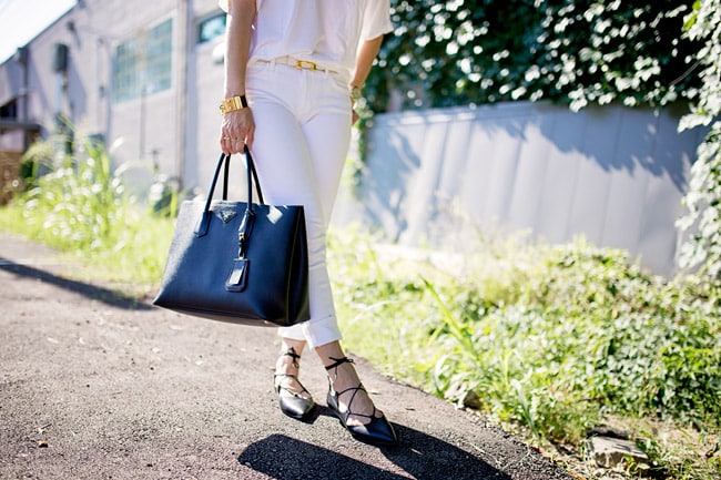 how to wear white jeans, lace up flats, white after labor day