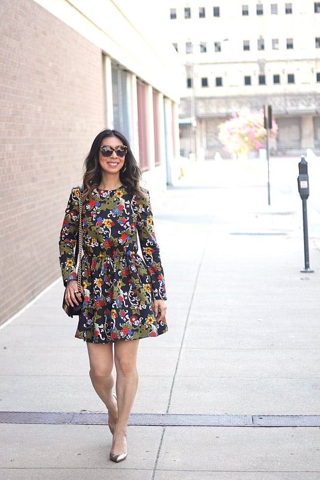 vivetta floral dress, how to wear florals in fall