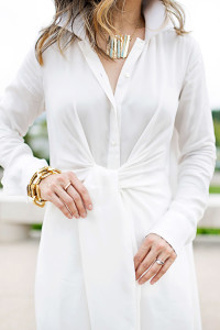 palmer harding tie front shirt, barse jewelry necklace, how to wear all white