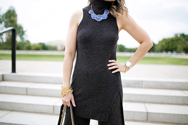 how to wear coords, how to wear culottes, barse jewelry prism lapis bronze necklace,arm party