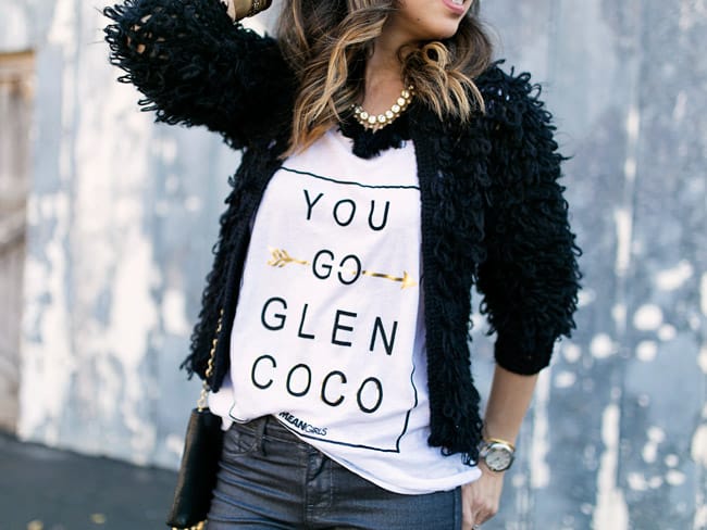you go glen coco tee, zac posen tassel clutch, how to style a graphic tee