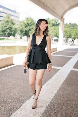 date night romper outfit, effy jewelry emerald necklace