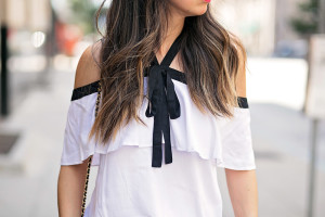 ruffle cold shoulder top