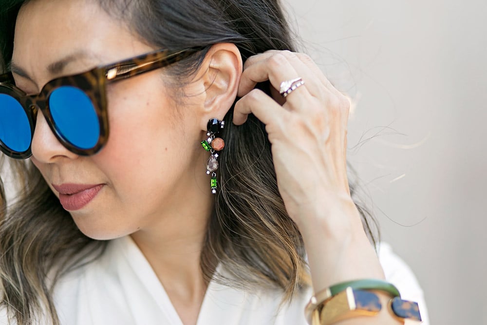 cabi-rockstar-earrings and le specs flashy sunglasses