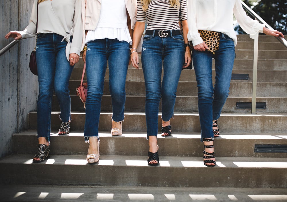 four ways to wear staggered hem jeans