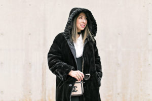 reversible faux fur hooded jacket
