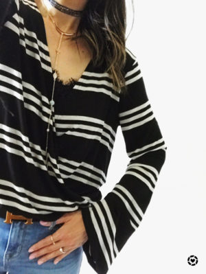 chaser striped surplus top bell sleeves