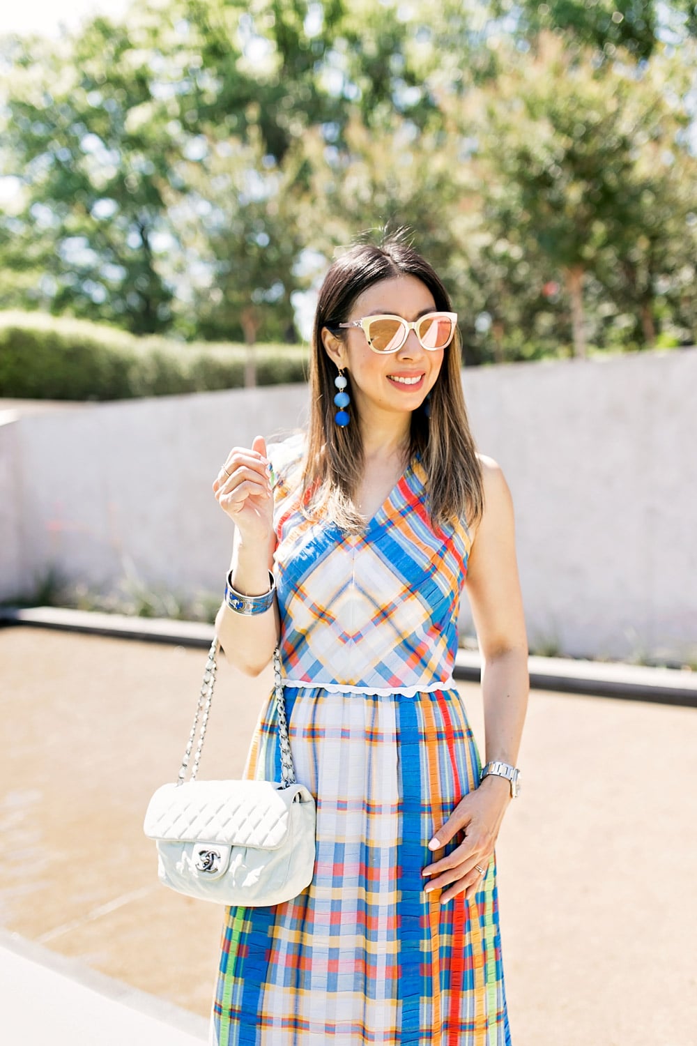 Style of Sam  From Grandma with Love Blue Plaid Maxi Dress