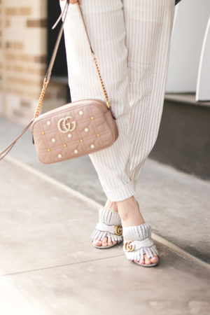 fort worth blogger with gucci marmont pearl camera bag silver mules