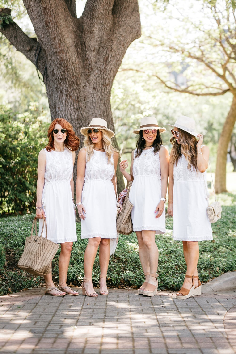 chic at ever age in j jill white embroidered side tie dress