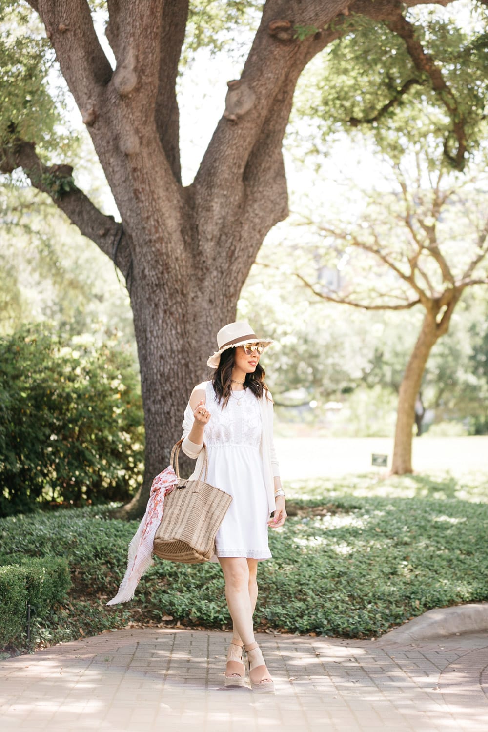 chic at every age in j jill white embroidered side tie cotton dress