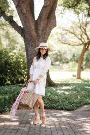 style of sam in j jill white embroidered side tie cotton dress