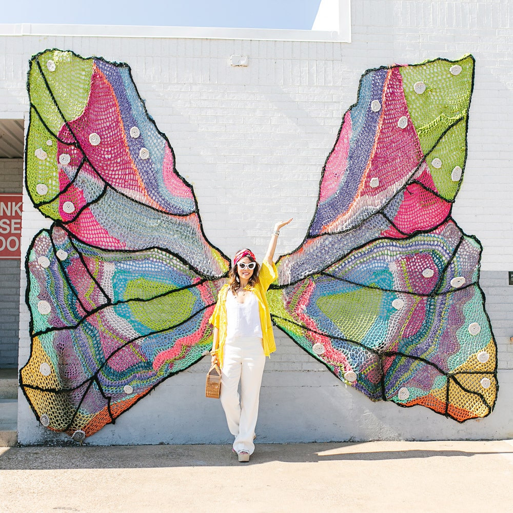 style of sam fort worth blogger at The Foundry District Butterfly Wall