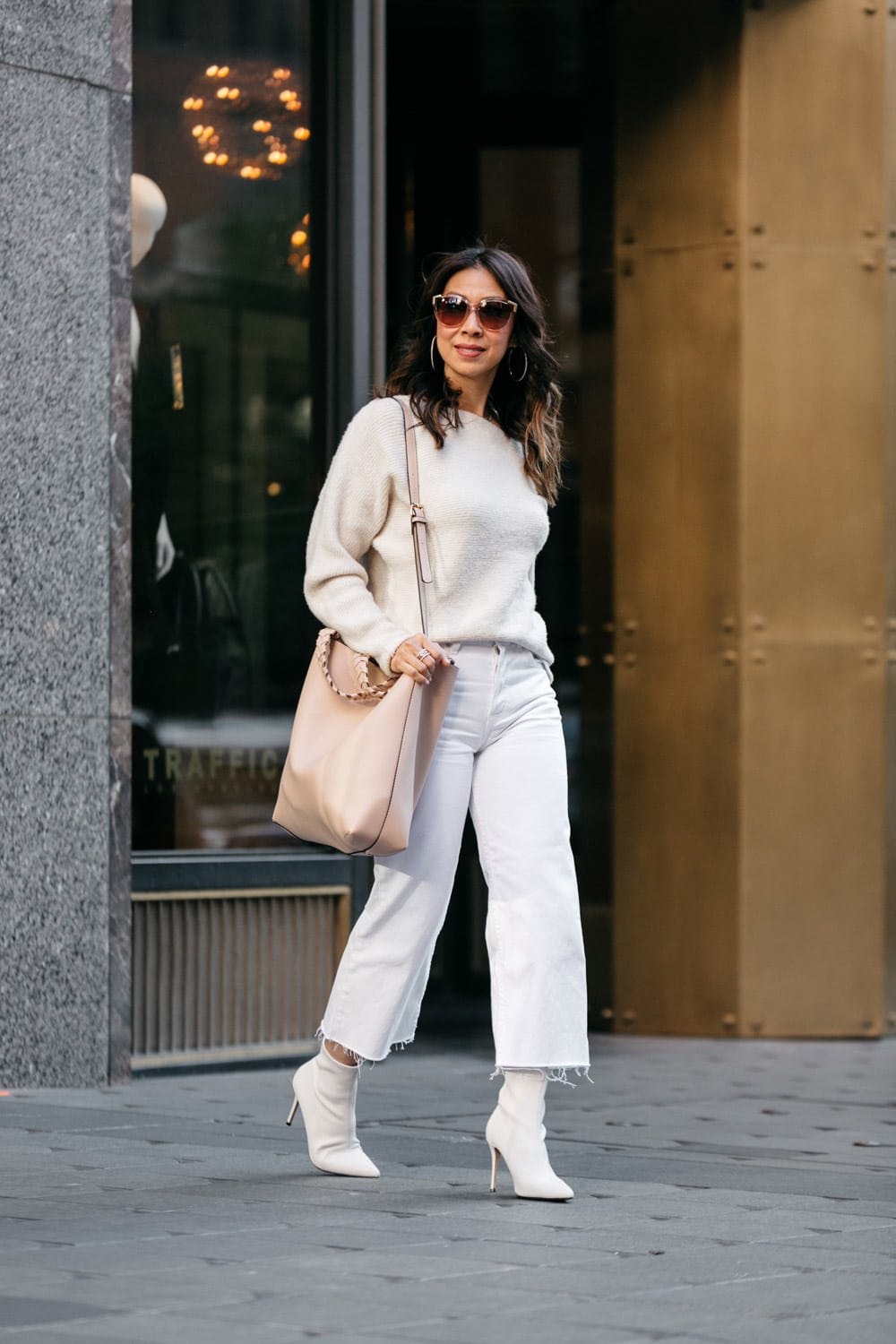 style of sam in winter white outfit reformation cropped jeans rachel zoe winter box of style
