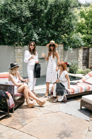 chic at every age gals in white pool party outfits on missoni home towel from rachel zoe summer box of style 2019