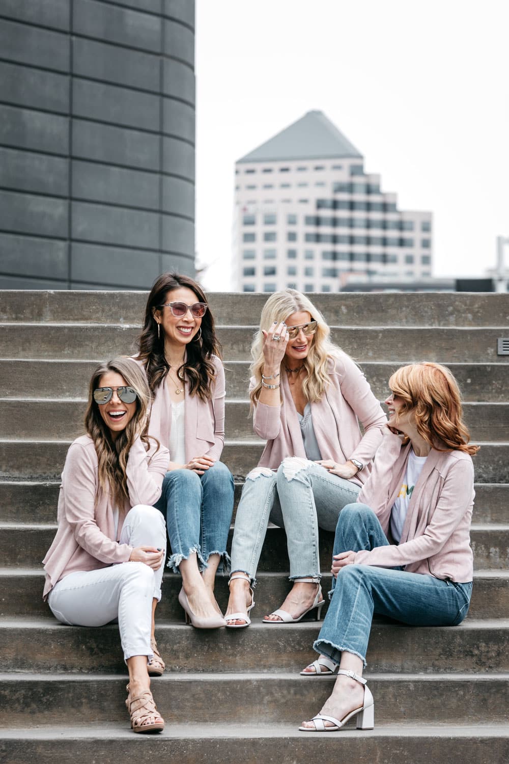 chic at every age, how to style a blush pink draped jacket, and comfy naturalizer heels