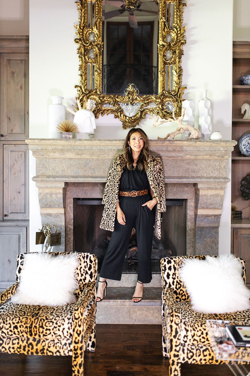 CABI Fall 2019 Animal Print Trend, style of sam in cabi josephine leopard coat, downtown jumpsuit, beast belt