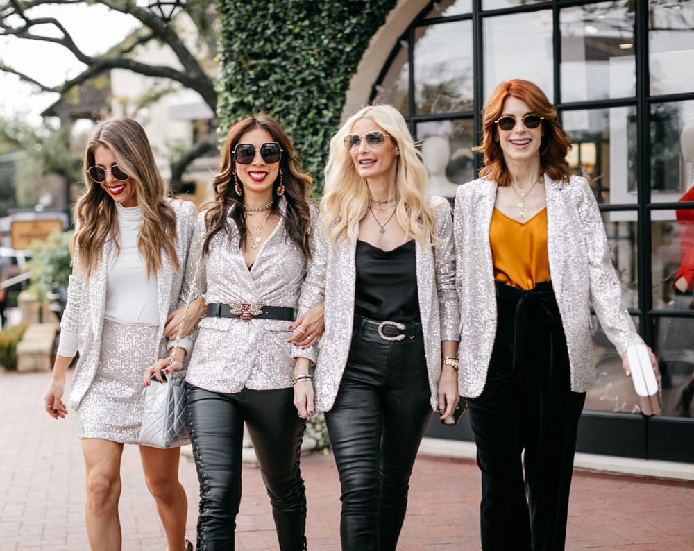 chic at every age, how to wear a sequin blazer