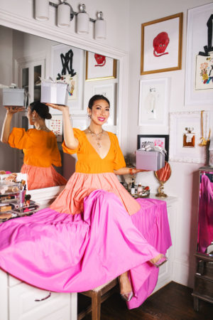 Style of Sam Discount Codes | Staud pink & orange maxi dress