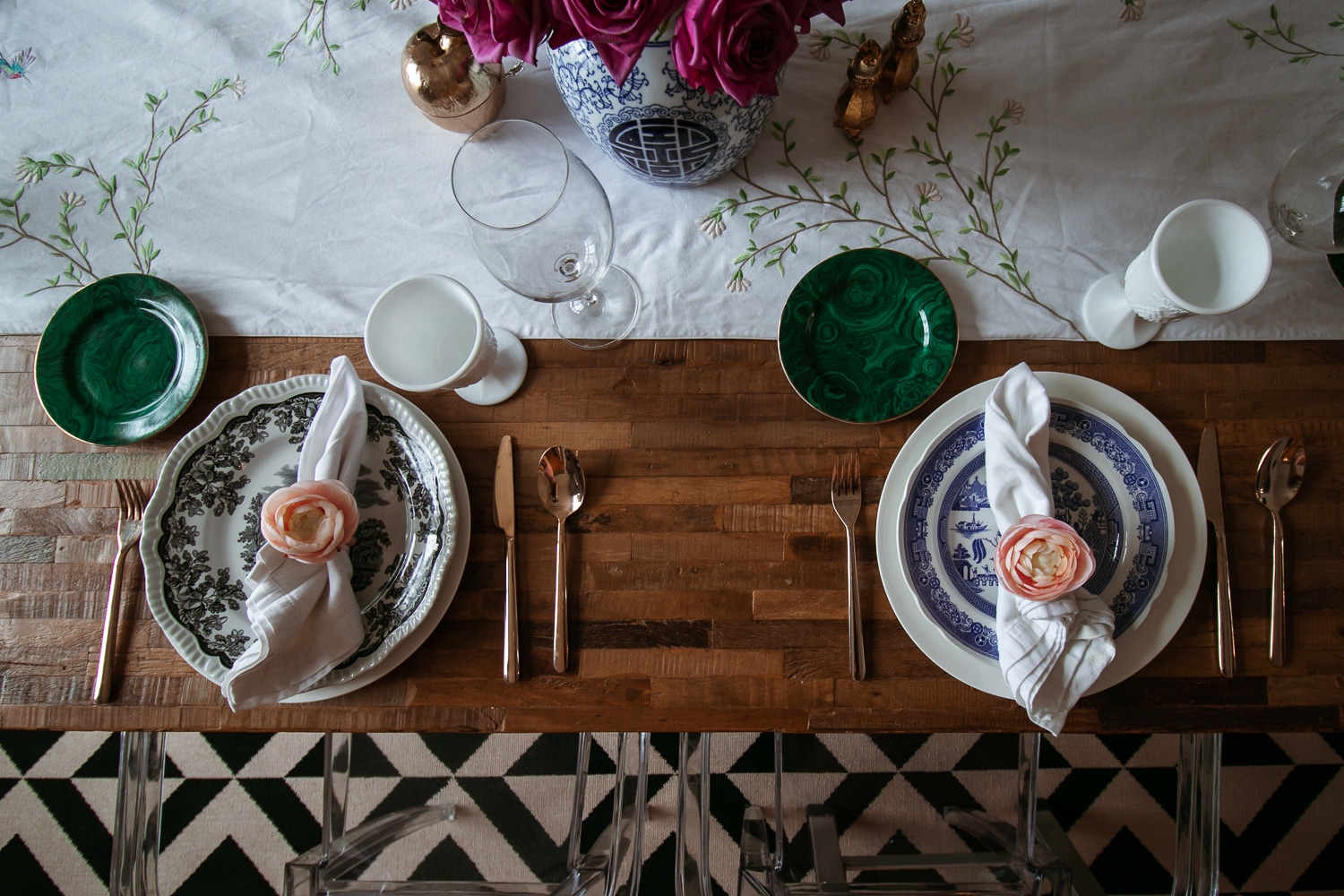 style of sam spring home tour tablescape malachite plates