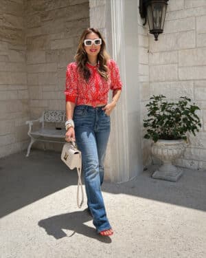 style of sam in cabi lyric top and fifth avenue jeans